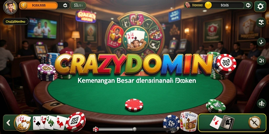 Tampilan gameplay seru CRAZYDOMINO dengan banyak pemain poker.