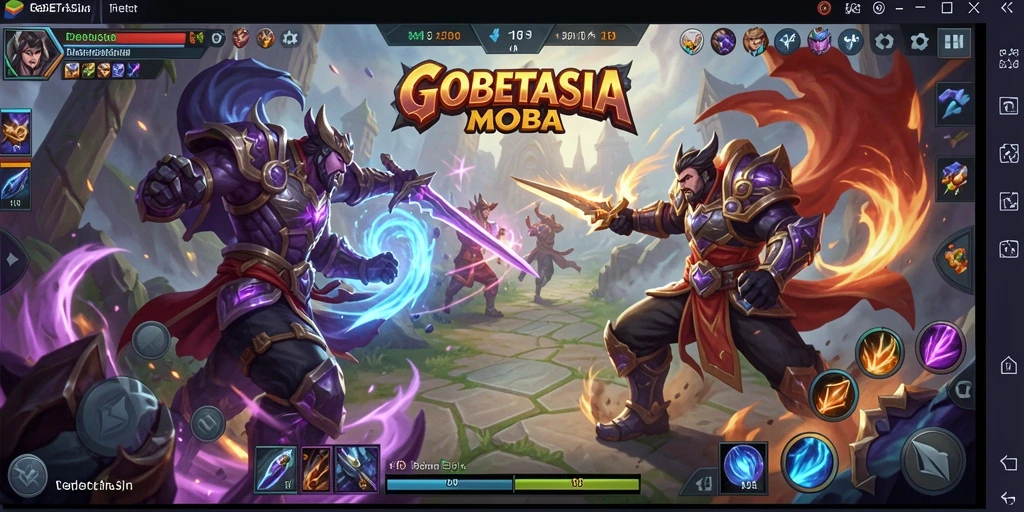 Tangkapan layar menunjukkan aksi epik dalam gameplay MOBA GOBETASIA.