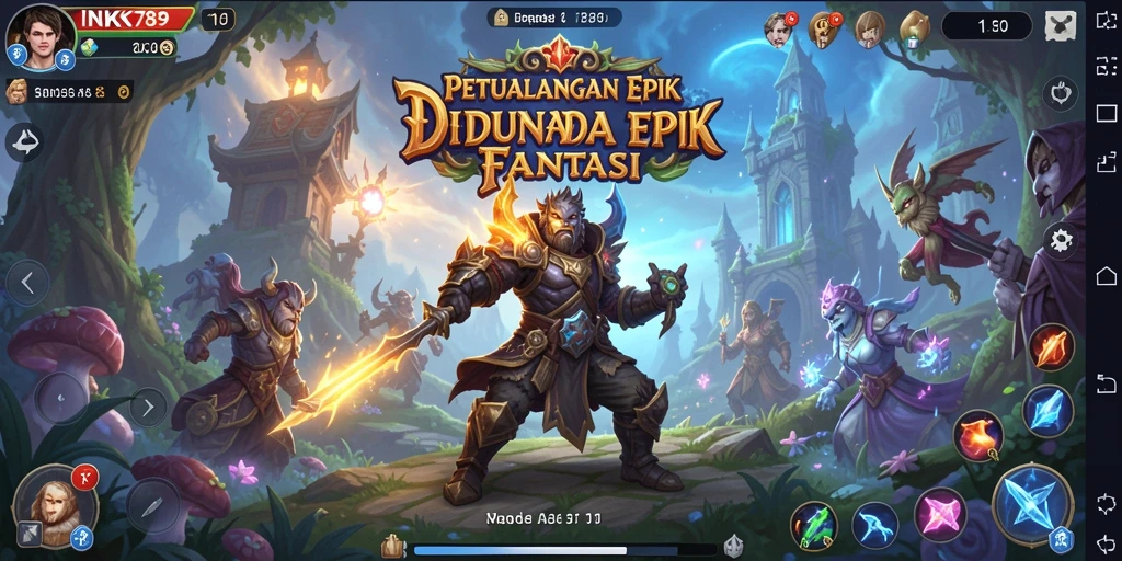 Tampilan screenshot INK789 yang memperlihatkan pertarungan epik dalam RPG.