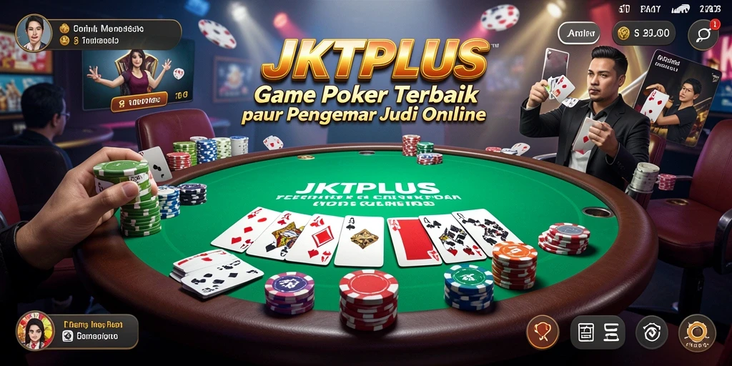Screenshot utama JKTPLUS menunjukkan gameplay Poker yang seru dan menarik.