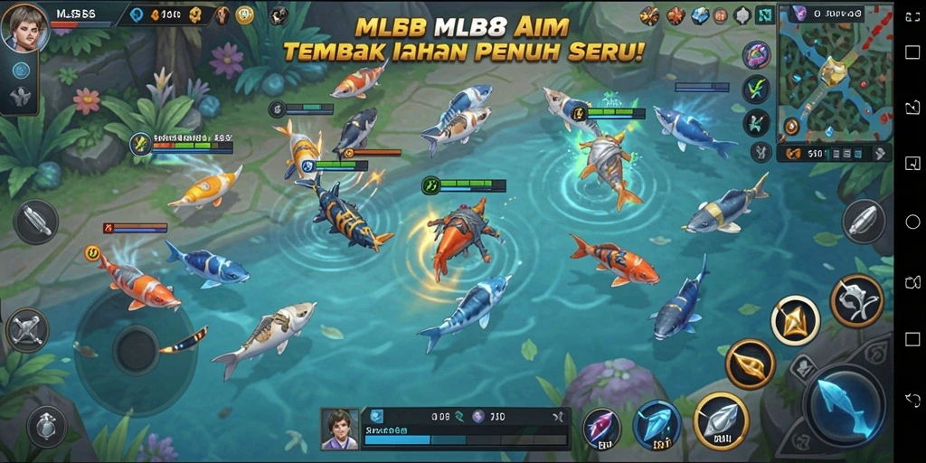 Tampilan gameplay menarik dari MLBB8 yang menampilkan kesenangan menangkap ikan.