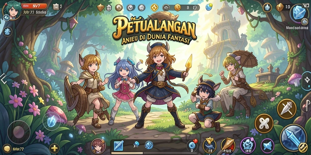 Tampilan gameplay NV77 yang menakjubkan dan karakter anime yang ikonik.